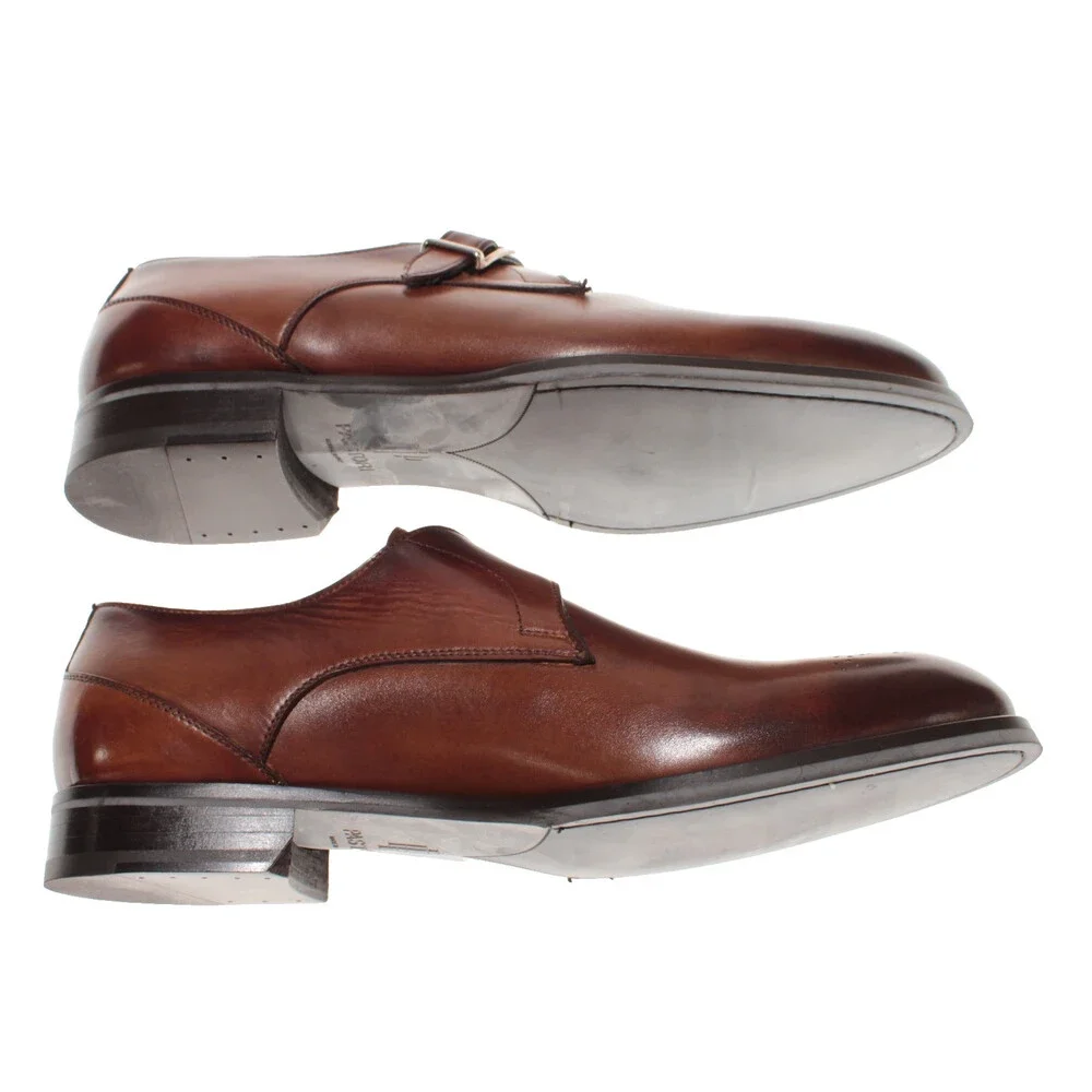 Pastori NWB Single Monk Strap Dress Shoes Size 10.5 US in Brown Leather